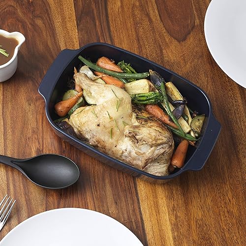 Russell Hobbs RH01144EU Thermo Glass 34cm Plat à Rôtir Plaque à Four Rectangulaire en Verre Thermorésistant, Capacité 2.2L, Compatibles Micro-Ondes/Four et Congélateur entre -15°C et 210°C, Bleu Foncé - Nail Gallerys