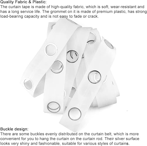 Ruban à œillets de 10 m avec 60 anneaux pour rideaux à coudre Argenté - Nail Gallerys