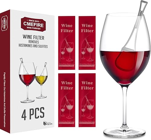 Lot de 4 filtres à vin Sulfites Histamines Purifier les maux de tête et soulager les allergies et sensibilités au vin - Nail Gallerys