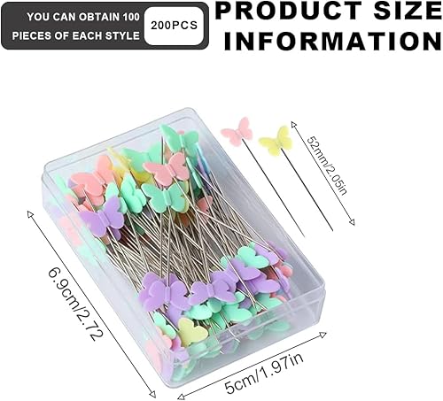 KGDUYC ,200 Pcs Épingles à Couture- Épingles à Tête De Fleur Plate,Épingles à Tête en Forme de Papillon Accessoires de Couture Décoratives Quilting Pins pour Couturière Artisanat Projets De Couture - Nail Gallerys