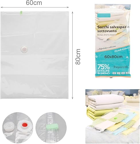 Lot de 6 sacs sous vide pour vêtements, sacs sous vide transparents pour vêtements de couette (60 x 80 cm) - Nail Gallerys