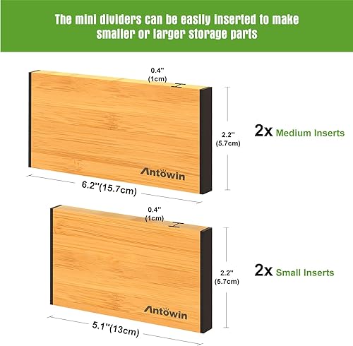 ANTOWIN Lot de 4 séparateurs de tiroir réglables en bambou - Nail Gallerys