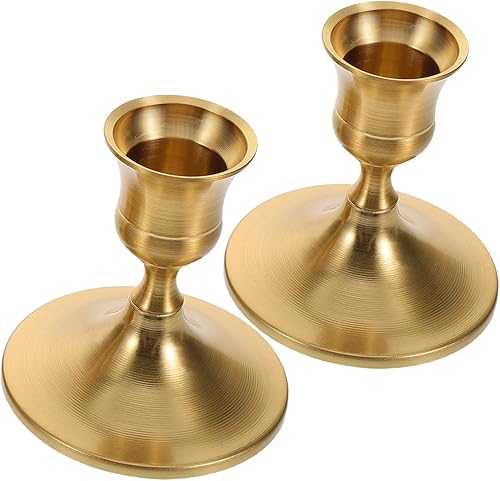 HEALLILY 2 Pièces Bougeoirs Bougeoirs De Mariage Bougeoir Bougeoir Pièce Maîtresse De Table Chandelles Coniques en Laiton Bougeur De Mariage Décor De Pièce Maîtresse De Table Laiton Doré - Nail Gallerys