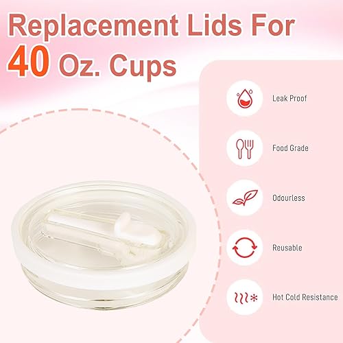 FULHANY Paquet de 2 Cup Accessoires - Ccouvercle Cup Etanche -Flip Straw Replacement Lid -Avec Pailles et Brosse en Silicone,éTanches et Anti-éClaboussures,Convient Aux Tasses de 40 Oz(Noir Et Blanc) - Nail Gallerys