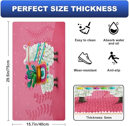 VAPOKF Tapis de cuisine motif lama et cactus, antidérapant, lavable, absorbant, pour cuisine, couloir, buanderie - Nail Gallerys