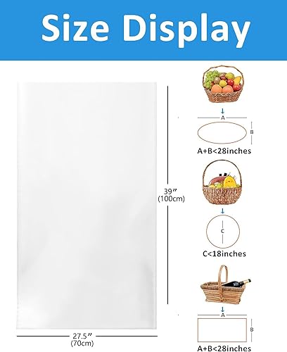 ShnminEU Lot de 6 grands sacs en cellophane - 70 x 100 cm - Transparent - Emballage cadeau avec 6 nœuds et 6 fermetures en fil - Pour paniers-cadeaux, fleurs, travaux manuels et emballage cadeau - Nail Gallerys