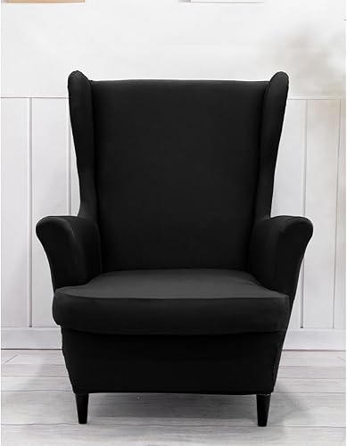 Meigeh Housses de Fauteuil à Oreilles Housse Fauteuil d'aile 2 pièces Housse de Protection Fauteuil à Oreilles Extensible Gris Vert - Nail Gallerys