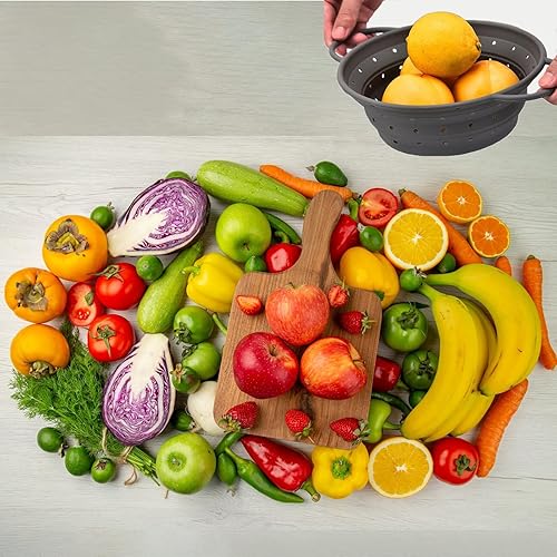 Passoire Pliable Silicone,Pliable Passoire Pliante,Portable Panier,Facile à Nettoyer,compacte et pliable,Passoire en silicone, 21,5cm, Gris - Nail Gallerys