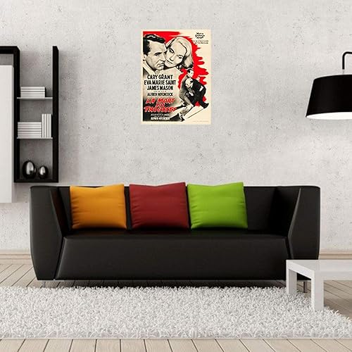 Affiche Poster Vieille Affiche Française de Film la Mort aux Trousses Rétro Poster Cinéma Vintage 42x59cm - Nail Gallerys