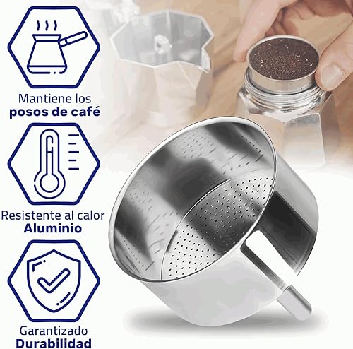 CHEFZOCO Entonnoir pour cafetière Moka italienne, filtre de cafetière Moka, pièce de rechange pour cafetière, récipient à café pour moka, aluminium, diamètre 5 cm, convient pour cafetières à 2 tasses - Nail Gallerys