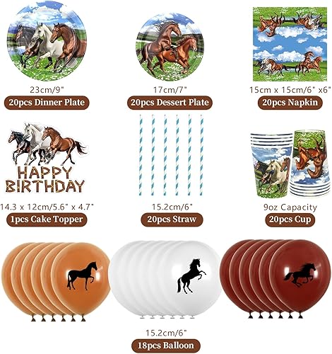Décoration de fête d'anniversaire de cheval, fournitures de fête de cheval, assiettes, tasses, serviettes, nappe, bannière « Happy Birthday », ballons, décorations de gâteau pour cowboy, cheval, - Nail Gallerys