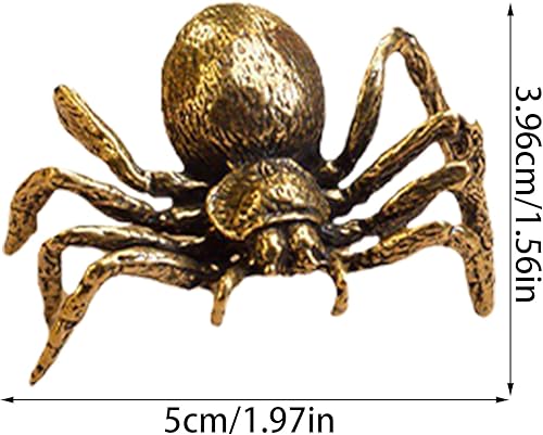 Statue d'araignée en laiton, statue d'araignée animal sculpture, laiton miniature artisanat araignée thé animaux de compagnie ornements Home antique collection figurines Desktop Crafts ornements - Nail Gallerys