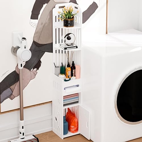 Armoire de Rangement de Salle de Bain pour Petits Espaces - Meuble Au-Dessus des Toilettes, d'Angle Étroit Avec Distributeur - Nail Gallerys