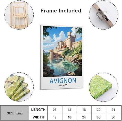 NGeniC Poster vintage de voyage Avignon France - 20 x 30 cm - Art moderne - Pour salon, chambre à coucher - Nail Gallerys