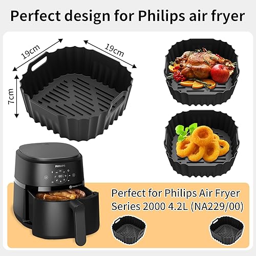 Moule Silicone Air Fryer, Accessoires Air Frye pour Philips 2000 Série NA230 XL 6,2L, Cecotec Cosori Turbo Blaze 5,5L 6L 6,2L 22cm Réutilisable Airfryer Accessoires au lieu du papier cuisson - Nail Gallerys