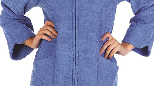 Forex Lingerie - Peignoir moelleux avec fermeture éclair pratique et capuche douillette en différentes couleurs et tailles - bleu - Medium - Nail Gallerys