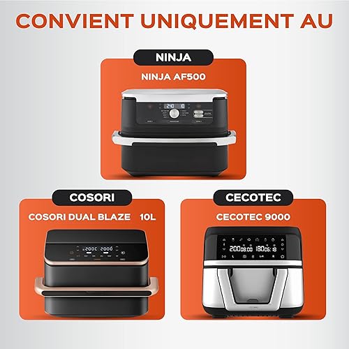 UNBOX Accessoires Air Fryer pour Ninja Foodi Flex 10,4 L AF500EU, Cosori Twinfry 10L, 15 Pièces Plat Air Fryer Ninja 10.4L, Avec Moule Silicone, 1×10,4L et 2×5,2L, sans BPA - Nail Gallerys