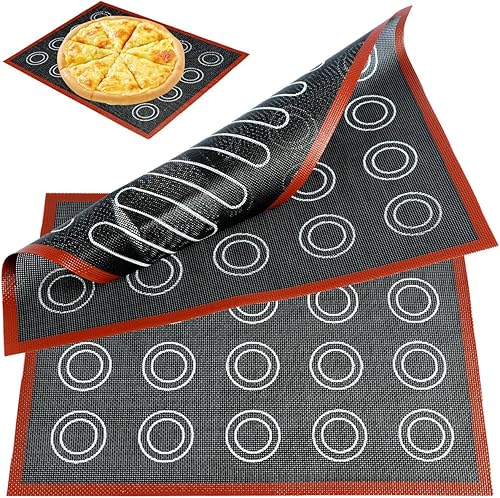 2Pcs Tapis de Cuisson en Silicone pour Macarons, Tapis de Cuisson Silicone Micro Perforé pour Four Anti-Adhérent, Patisserie Accessoires Professionnel Réutilisable pour Macaron/Biscuit - Nail Gallerys