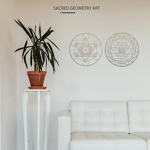 Tagtight Lot de 3 Géométrie Sacrée Art Mural sculptures murales 30,5 cm - Chakra de méditation Sculpture murale en bois - Fleur de vie - Mandala Tableau Grille - Pour yoga et méditation - Nail Gallerys
