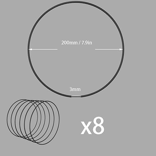 8 Pièces Anneaux décoratifs en métal，Anneaux en métal noir 20 cm，Anneaux en métal pour l'artisanat，Anneau en métal noir,pour cerceau floral bricolage, attrape-rêves, couronne de mariage, artisanat - Nail Gallerys