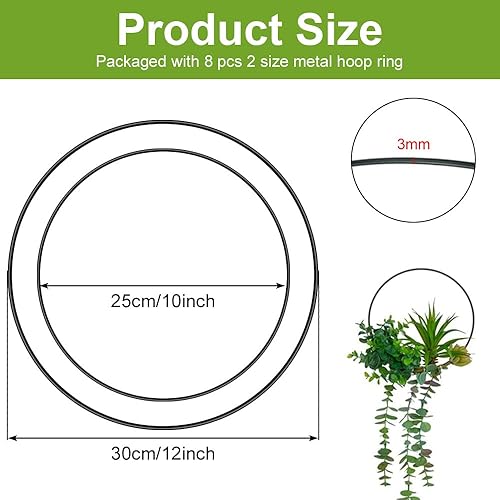 THATSRAD 8 PCS Cercle Métal Noir 30cm 25cm Cerceau Metallique Cercles Floraux Métal Anneau pour Couronne de Fleurs Anneau en Métal pour Macramé pour Guirlandes Artisanat - Nail Gallerys