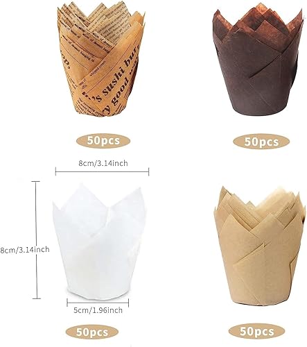 SOSINYA 200Caissettes Cupcake en Papier pour Muffin Pâtisserie Moule Décoration (tulip4) - Nail Gallerys