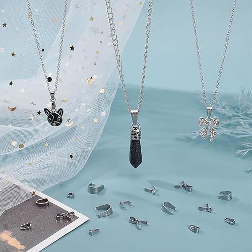 UNICRAFTALE 150 pièce 10 styles Pendentif Pincement Bélières Acier Inoxydable Connecteur de Pendentif Pince à Glace Métal Pinces à Pincer Connecteurs de Breloques Pendantes pour Fabrication de Bijoux - Nail Gallerys