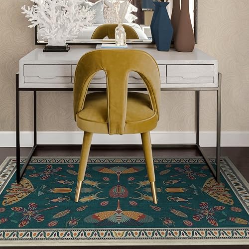 Ruggable Tapis moderne lavable de 61 x 91 cm, multicolore flutterby, pour salon, chambre à coucher, cuisine, bureau, salle de classe avec coussinet antidérapant, vert iris, apfel iris - Nail Gallerys