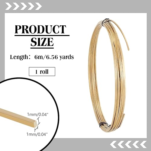 PH PandaHall Fil Carré en Laiton 6m Fil de Cuivre pour Perles de Bijoux Fil de Perles en Aluminium Fil de Cuivre Souple pour L'Emballage de Bijoux Fabrication Artisanale 18 Gauge/1mm - Nail Gallerys