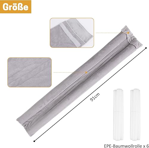 GNEGNI LIFE Boudin de porte, 91 cm, avec double joint pour bloqueur de bruit, boudin de porte, lavable en machine, économisez des coûts de chauffage grâce au boudin de porte, noir - Nail Gallerys