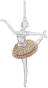 Homestreet Belle décoration de sapin de Noël en forme de ballerine élégante à paillettes - Plusieurs couleurs (doré pâle) - Nail Gallerys