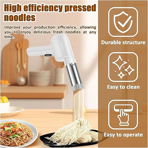 Handheld Electric Pasta Maker,Portable Automatic Pasta Maker, Homemade Spaghetti Maker,Automatic Noodle Press Machine, with 5 Interchangeable Noodle Making Molds - Nail Gallerys