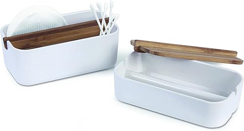 Lexon LH42N Boîte pour Salle de Bain, Bambou 15,4 x 8,4 x 9,4 cm (White) - Nail Gallerys