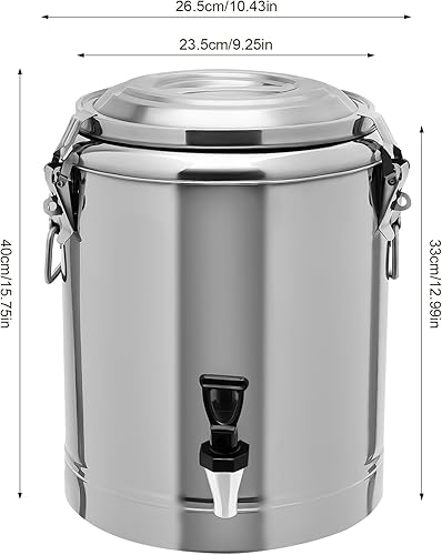 Grande marmite chaude isolée - 20 l - Récipient de transport thermique avec robinet d'écoulement - En acier inoxydable - Avec couvercle et poignées de transport - Pour aliments et boissons - Nail Gallerys