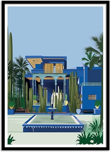 WALL EDITIONS Art-Poster - Jardin Majorelle Marrakech - LPX Illustration - Format : 50 x 70 cm - Nail Gallerys