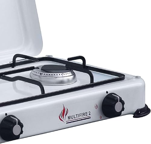 INTEC - Plaque de cuisson gaz portable 2 feux 3200W Réchaud à gaz butane ou propane Blanc laqué Couvercle - Nail Gallerys