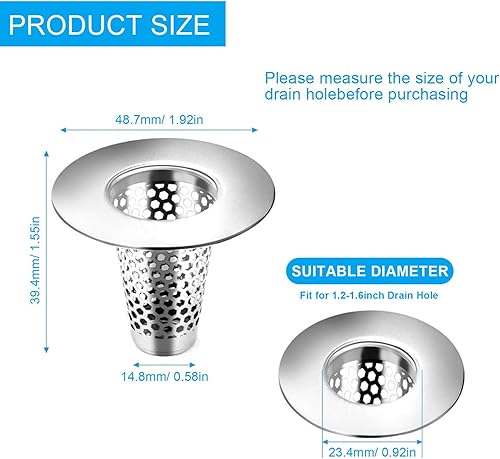 PARFCO Filtre Cheveux Douche, 3 Pièces Filtre Evier Cuisine, INOX Sink Drain Strainer, Filtre D'évier pour Cuisine, Salle de Bain, Balcon - Nail Gallerys