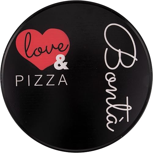 Galileo Lot de 6 assiettes à pizza en grès Ø 33,5 cm, avec inscription noire, Love and - Nail Gallerys