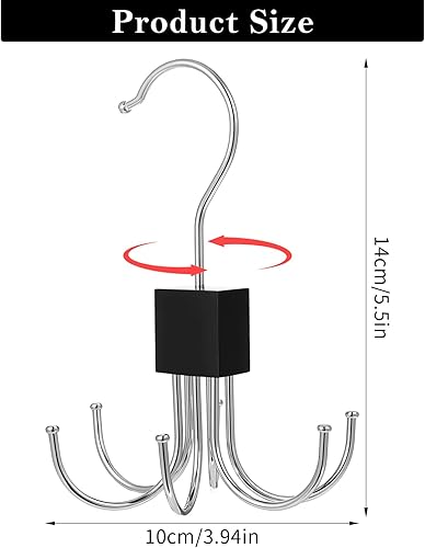 Gjinxi Lot de 2 Cintres de Ceinture Rotatifs à 360 ° Organisateur de Ceinture Peu Encombrant pour Penderie Polyvalent Pivotant Porte Cravates avec 6 Crochets Accessoire d'Armoire - Nail Gallerys