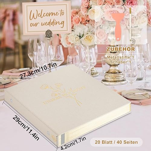 Lanpn Album photo de mariage - 10 x 15 cm - 1000 cm - Grand album à insérer - En lin - Pour format portrait et paysage - Pour mariés, fiançailles, anniversaire de mariage - Beige - Nail Gallerys