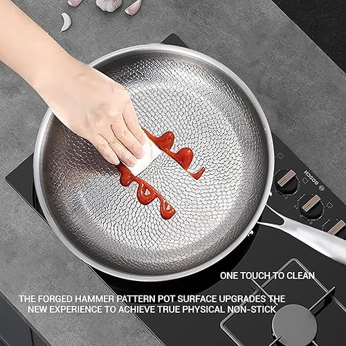Qiamia Titanium Hammered Pan Pro, Durable, Scratch-Resistant Nonstick Frying Pan with Lid, It Won’t Stick to the Pan and Retains Nutrients, Making It Suitable for Kitchen Novices (With Lid,11in) - Nail Gallerys