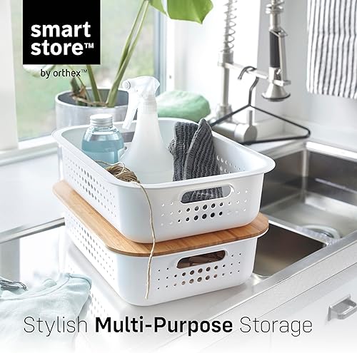 SmartStore Panier de Rangement en Plastique Recyclé - Bac Sans Couvercle - Blanc - Emboîtable et Empilable - Garantie 10 ans - L 37 x l 28 x H 20 cm - 13L - Nail Gallerys