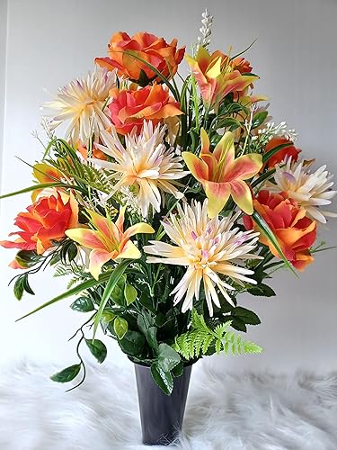 Roselynexpress Composition de Fleurs artificielles en cône lesté Ciment pour Une Parfaite Tenue de Votre Bouquet de Fleurs, Plus Besoin de Sable, ce Vase en PVC se dépose dans Un Vase funéraire. - Nail Gallerys