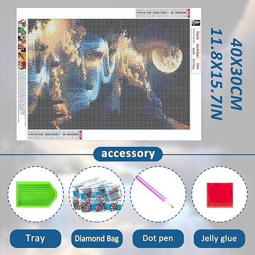 Doafoce Diamond Painting Erwachsene Kinder 5D Landschaft Vollmond leuchtender Wasserfall Diamont Painting Bilder Diamant Painting Bastelset für Home Wand Decor (30x40cm) - Nail Gallerys