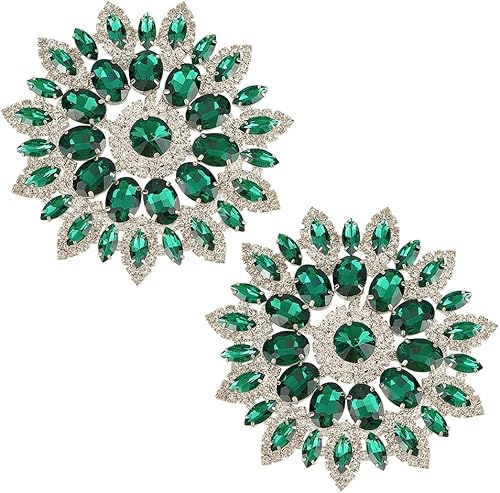 FINGERINSPIRE 2Pcs Strass en Forme de Fleur 11.2cm Vert D'Eau Dos Plat Patchs Perlés Embellissements en Cristal à Coudre sur les Appliques pour Broches de Mariée Boutons Décoration de Vêtements - Nail Gallerys