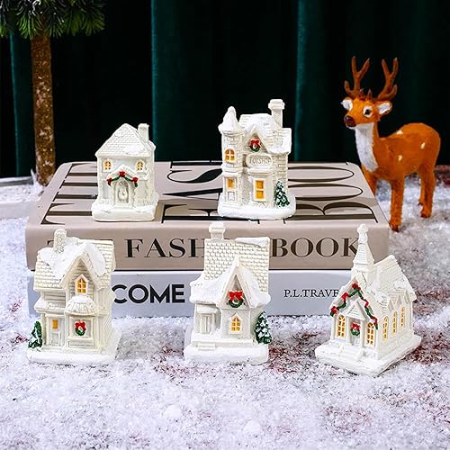 Village De Noel Lumineux Et Anime, Decoration Noel Interieur Table, Kit Maison Miniature Noel, Village Noel Miniature Led Maison, Deco Noel Accessoire Blanc Maison De Noël Lumineuse Veilleuse (A) - Nail Gallerys