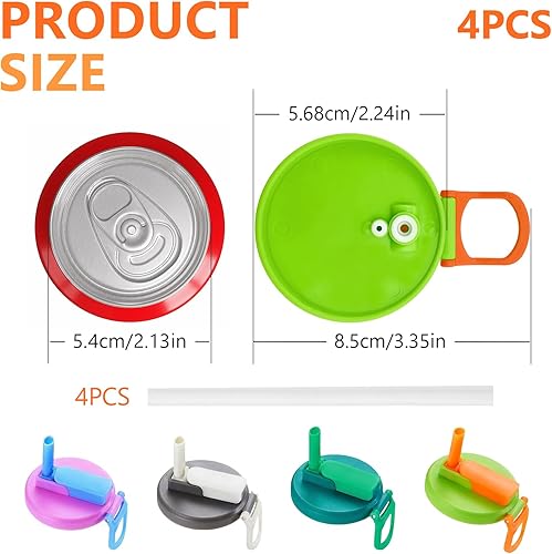 ARTGUTS Lot de 4 couvercles de canettes en silicone respectueux de l'environnement, avec paille, couvercles en silicone réutilisables, parfaits pour le cola et autres boissons, convient aux canettes - Nail Gallerys