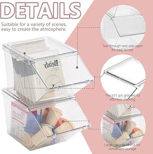 Roninkier Lot de 4 supports pour dosettes de café, sachets de thé, grande capacité, accessoires empilables pour comptoir - Nail Gallerys