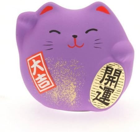JAPAN CRAFT Maneki Neko - Lucky Cat - Purple - Good Luck & Better Fortune - 5.5 cm - Nail Gallerys