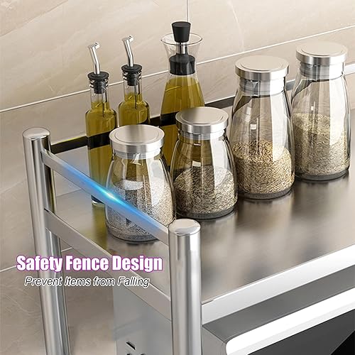 Générique Étagère Micro-ondes en Acier Inoxydable, Support de Four À Micro-ondes Robuste, Support de Rangement Pour Ustensiles de Cuisine, Vaisselle, Boulangerie, Épices(60x40x50cm) - Nail Gallerys